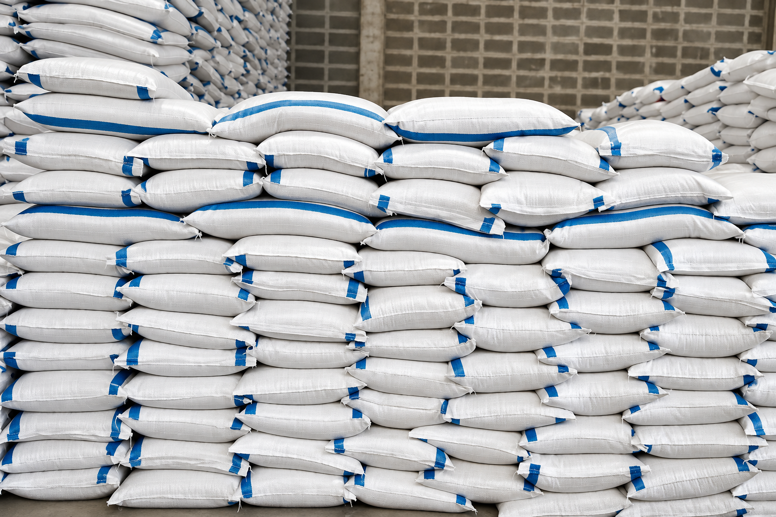 Sacs d’intrants stockés pour l’approvisionnement agricole