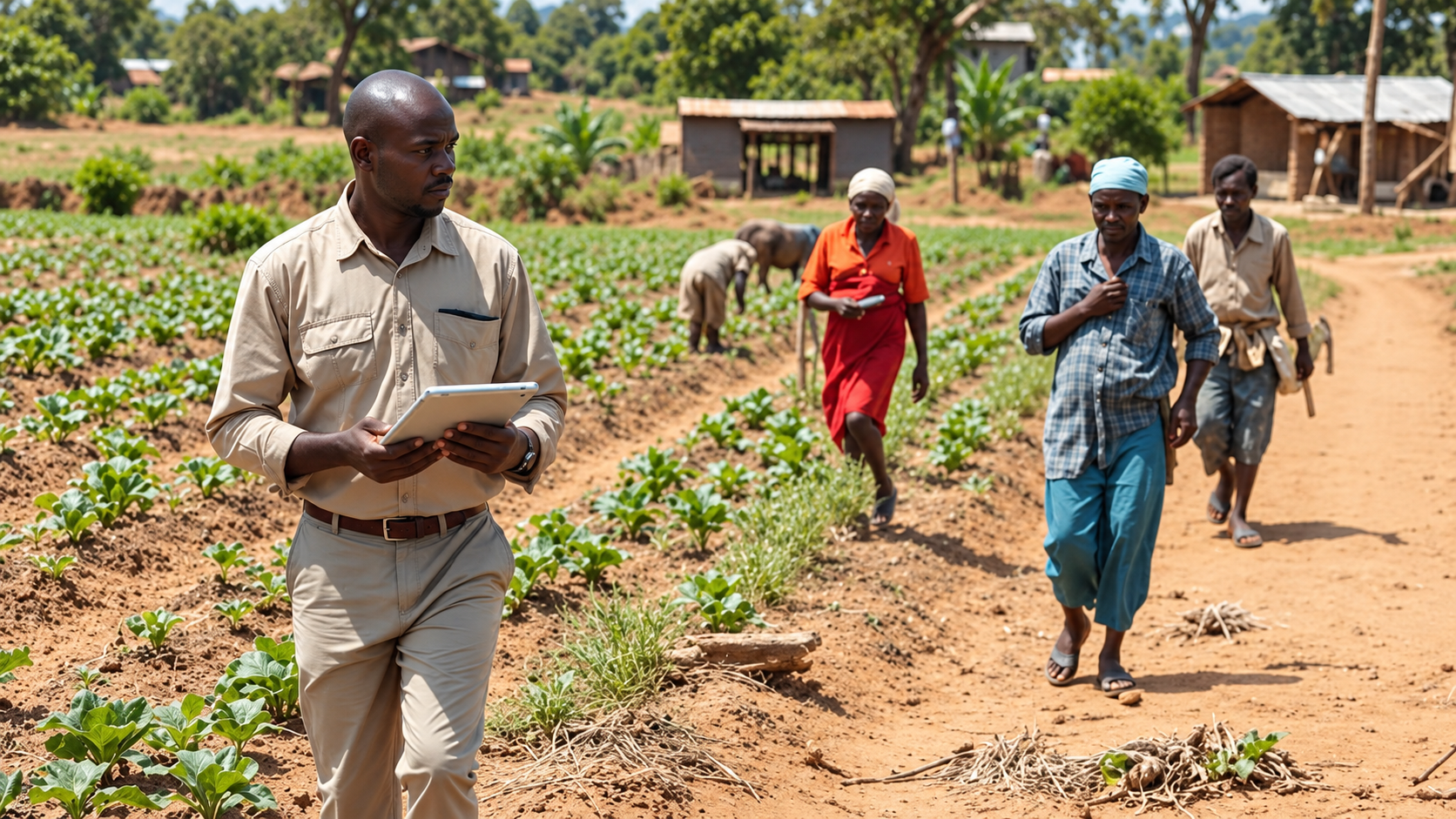 Agriculteur inspectant ses cultures